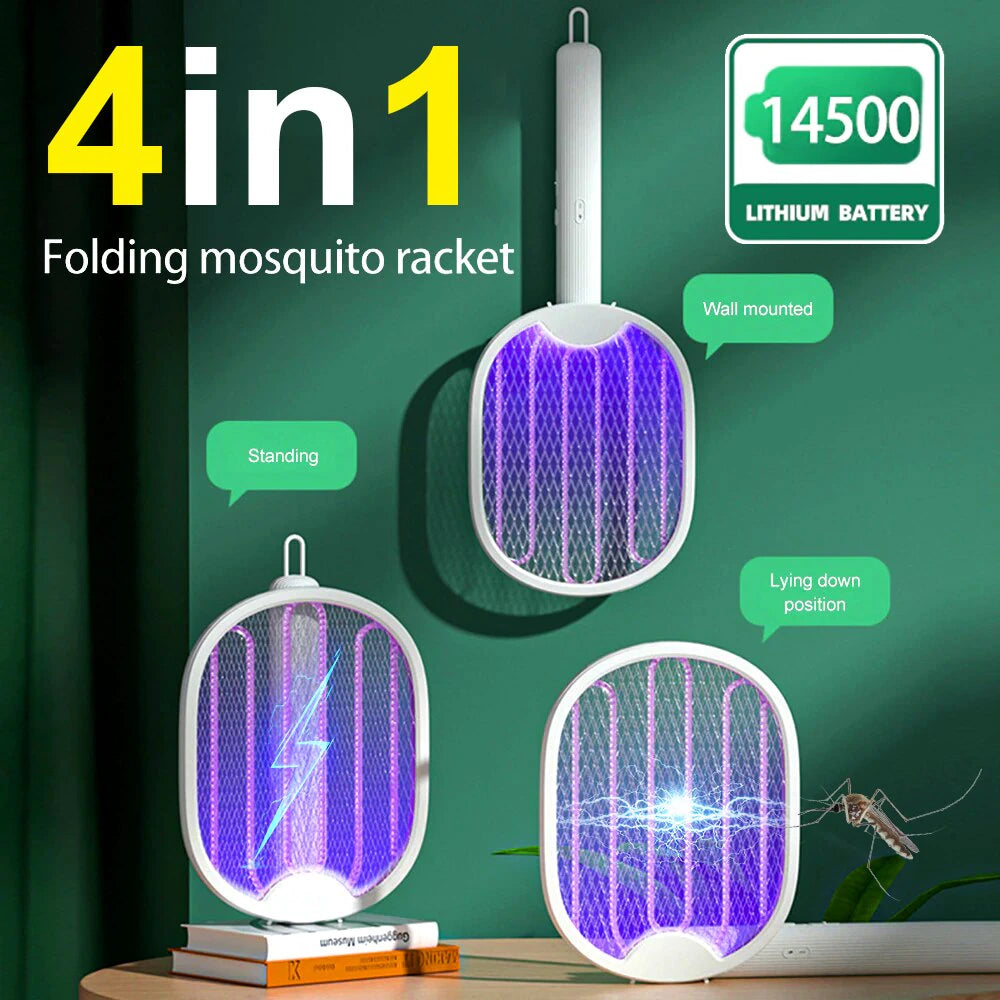Foldable Electric Mosquito Killer Fly Swatter Trap USB Rechargeable Mosquito Racket Insect Killer with UV Light Bug Zapper 3000V - Orvis Collection