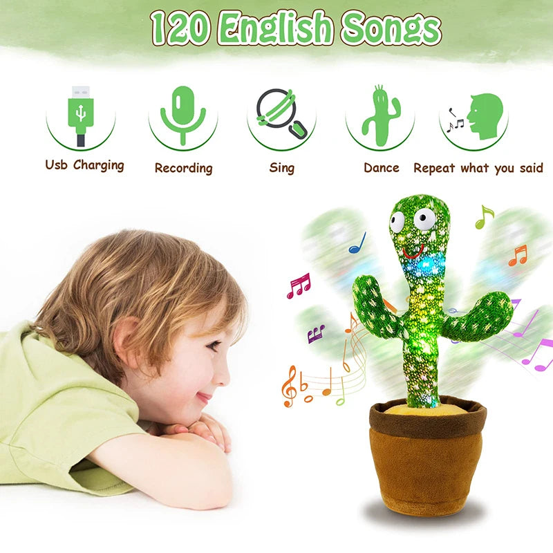 Kids Dancing Talking Cactus Toys Interactive Talking Sunny Cactus Electronic Plush Toy Home Decoration for Children Xmas Gifts - Orvis Collection