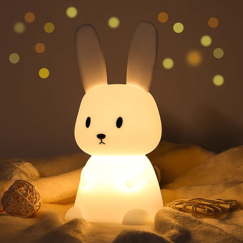 Night Light for Kids Room Cute Bunny Lamp Gifts for Nursery Girls Boys Toddler Kawaii Room Decor USB Silicone Rabbit Night Light - Orvis Collection