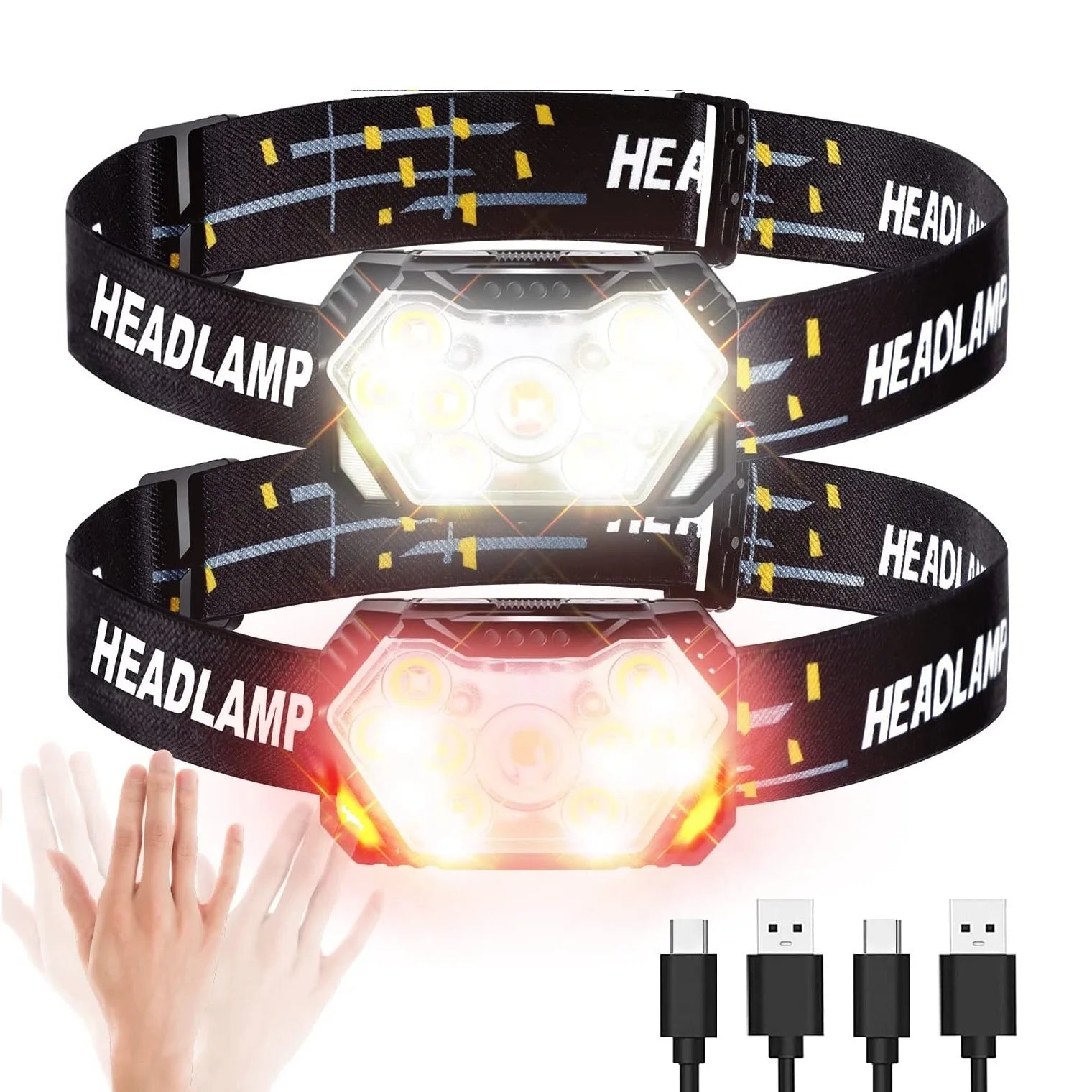 9 Led Strong Light Headlamp USB Rechageable Motion Sensor Headlight Portable Fishing Camping Outdoor Head Lamp Work Flashlight - Orvis Collection