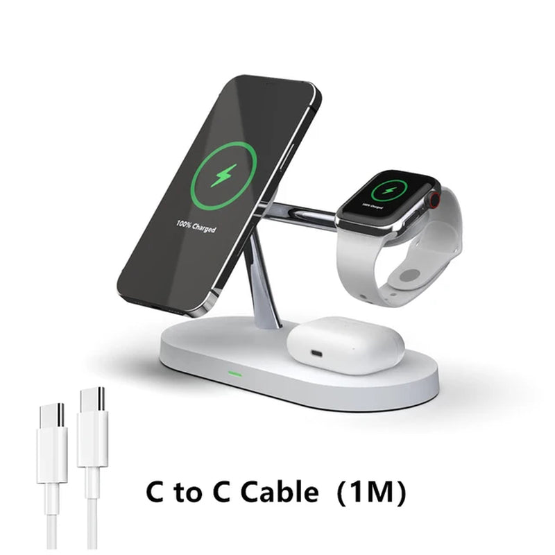 3 in 1 Wireless Charger Stand Magnetic for Iphone 12 13 14 15 Fast Charging Station for Watch 9 8 7 6 5 Airpods 2 3 Pro - Orvis Collection