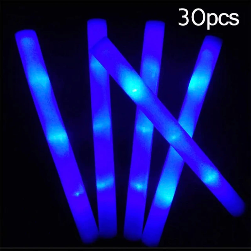 15/30Pcs LED Glow Sticks Bulk Colorful RGB Glow Foam Stick Cheer Tube Dark Light for Xmas Birthday Wedding Party Supplies - Orvis Collection