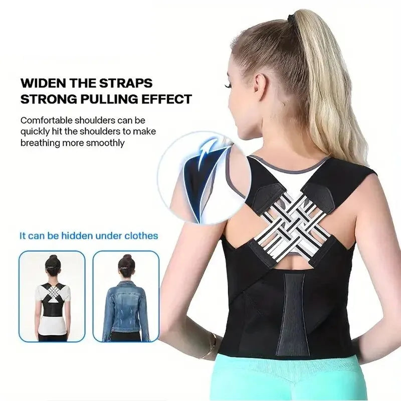 Posture Back Brace Adjustable Back Support Strap to Prevent Spinal Distortion and Hunchback Suitable for Men and Women