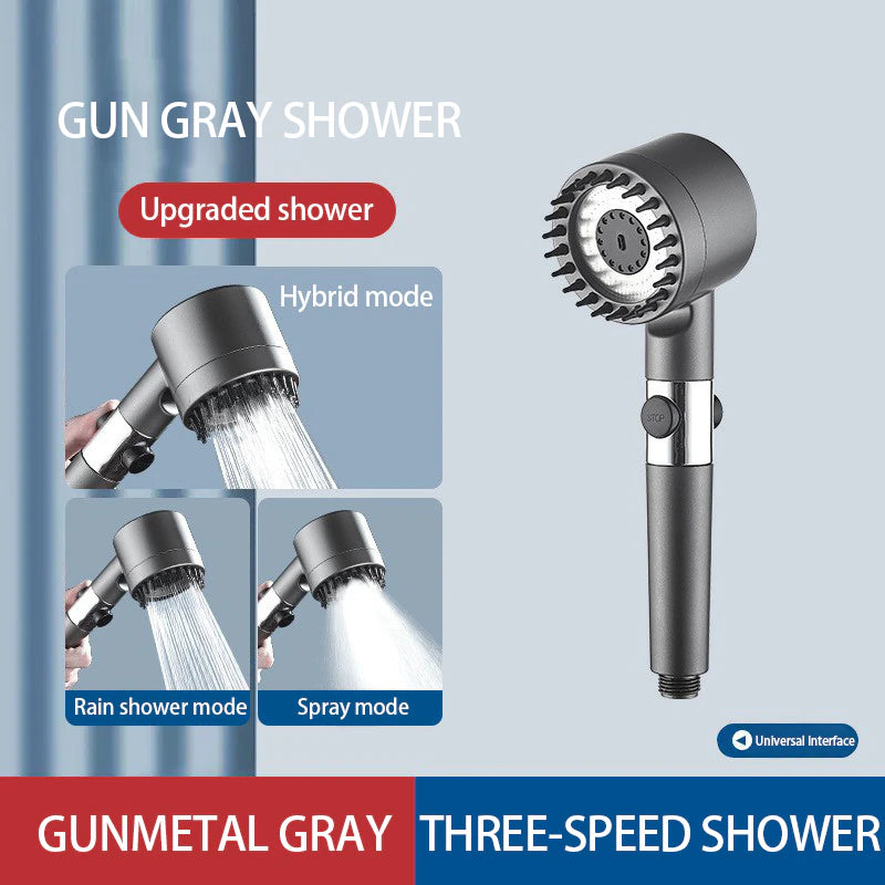 High-Pressure Shower Head 3-Mode Adjustable Spray with Massage Brush Filter Rain Shower Faucet Bathroom Accessories - Orvis Collection