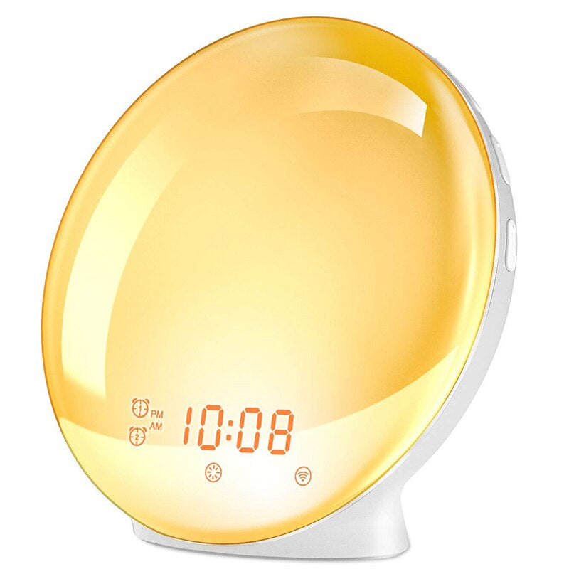 Wake up Light Alarm Clock with Sunrise/Sunset Simulation Dual Alarms FM Radio Nightlight 7 Colors Natural Sounds Snooze - Orvis Collection