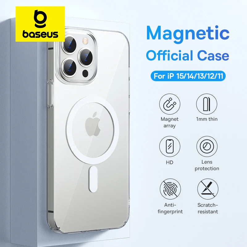 Baseus Magnetic Case for Iphone 15 14 13 12 Pro Max Wireless Charging Cover for Iphone 15 13 12 Pro Max PC Magnet Phone Case - Orvis Collection