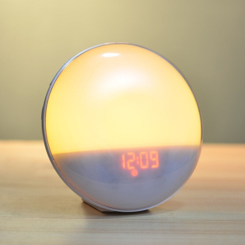 Wake up Light Alarm Clock with Sunrise/Sunset Simulation Dual Alarms FM Radio Nightlight 7 Colors Natural Sounds Snooze - Orvis Collection