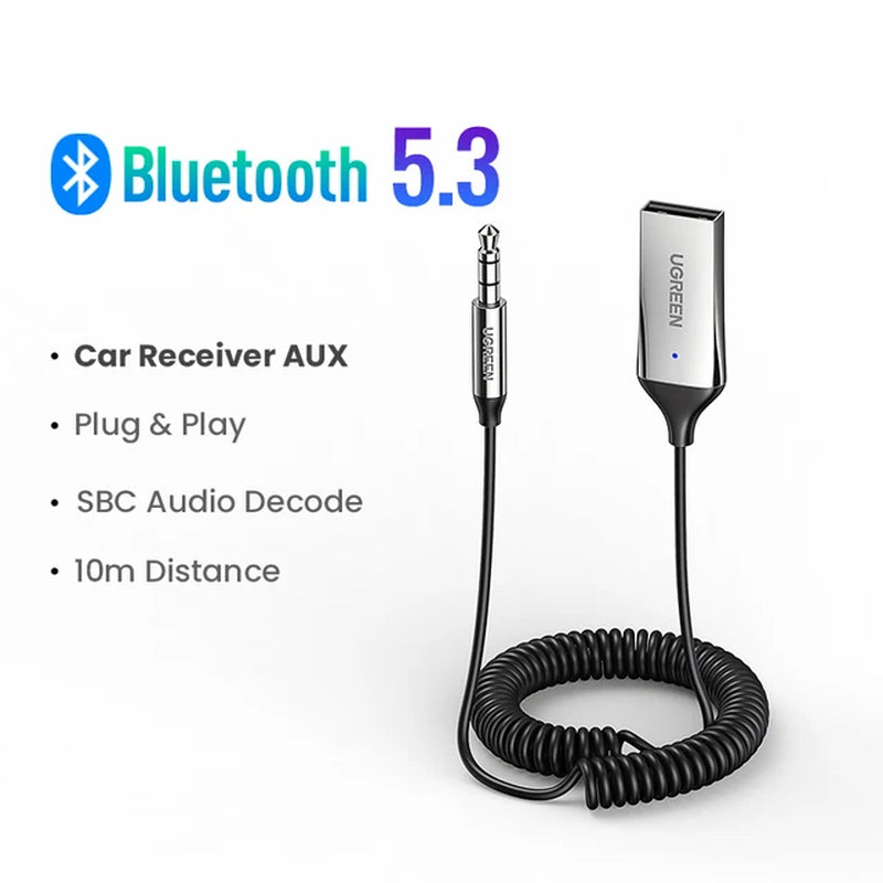 Bluetooth 5.3 Aux Adapter Wireless Car Bluetooth Receiver USB to 3.5Mm Jack Audio Mic Handsfree Adapter for Car Speaker - Orvis Collection