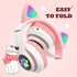 Flash Lamp Cute Cat Ears Headphone Bluetooth5.0 Stereo with Mic Support TF Card Wireless Kids Girl Earphone Birthday Gift - Orvis Collection