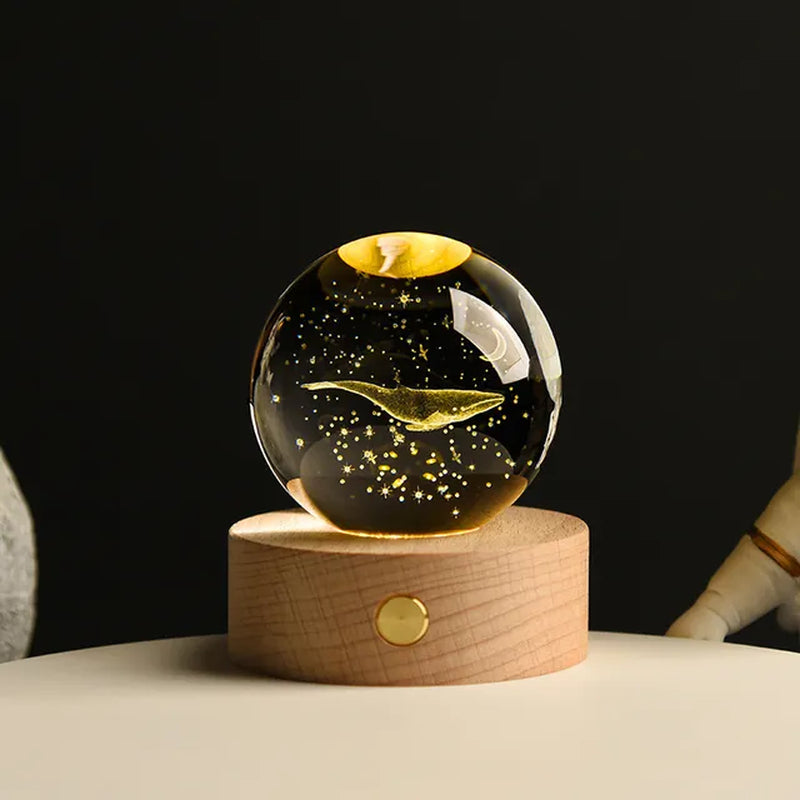 6Cm 3D Crystal Ball Crystal Planet Night Light Laser Engraved Solar System Globe Astronomy Birthday Gift Home Desktop Decoration - Orvis Collection