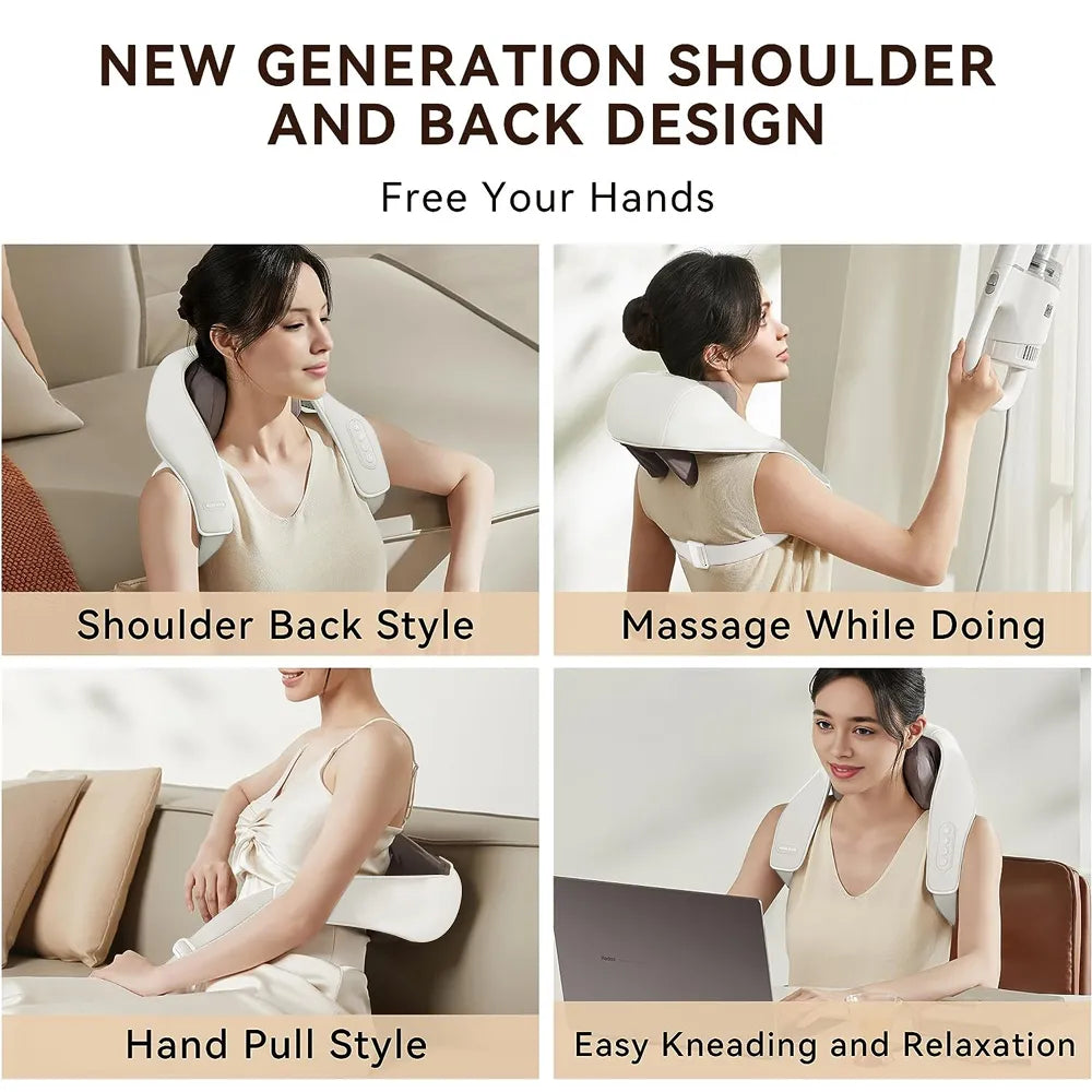 5D Kneading Shiatsu Massage Shawl Neck Chiropractic Massager for Shoulder Pain Relief Heating Neck Massageador Massagem New - Orvis Collection