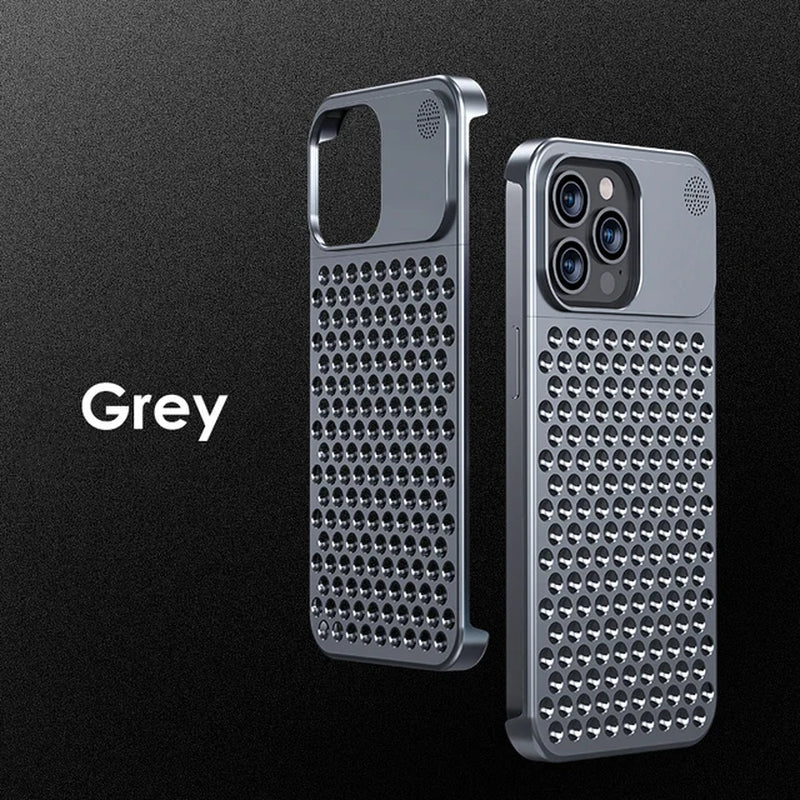 Metal Heat Dissipation Phone Case for Iphone 13 12 14 15 Pro Max plus Cooling Fragrance Rimless Hollow Aluminum Shockproof Cover - Orvis Collection