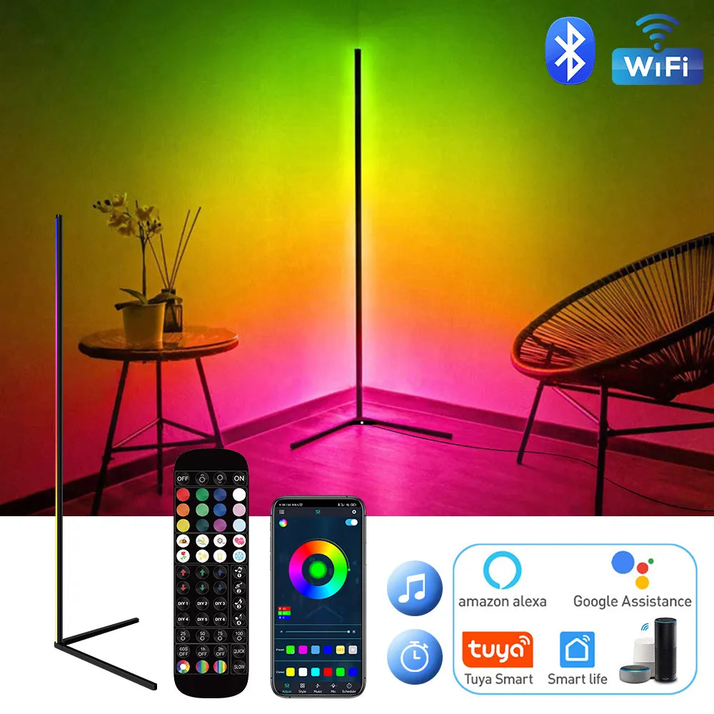 Living Room Dimmable RGB Corner Floor Lamp 140Cm Stand Smart APP LED Mood Light for Bedroom Nordic Home Decor Interior Lighting - Orvis Collection