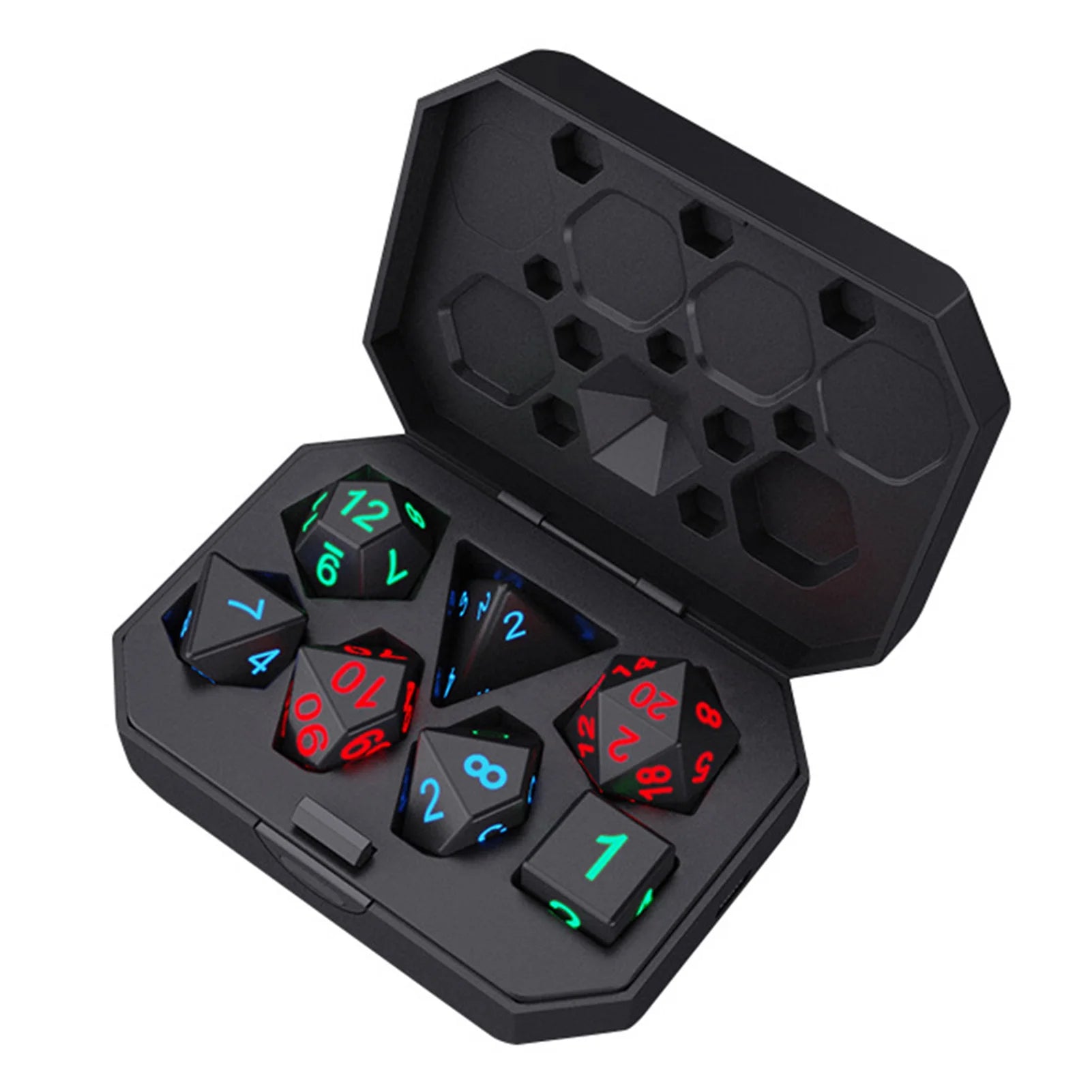 7Pcs/Set Electronic Dice USB Rechargeable Luminous Dice Glow in the Dark DND Dices RPG Polyhedral Dice RPG D4 D6 D8 D10 D12 D20 - Orvis Collection