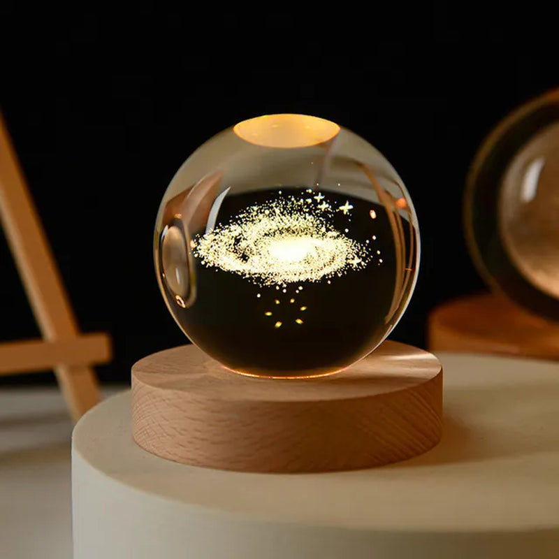 6Cm 3D Crystal Ball Crystal Planet Night Light Laser Engraved Solar System Globe Astronomy Birthday Gift Home Desktop Decoration - Orvis Collection