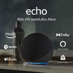Echo (4Th Gen) | with Premium Sound, Smart Home Hub, and Alexa | Charcoal - Orvis Collection