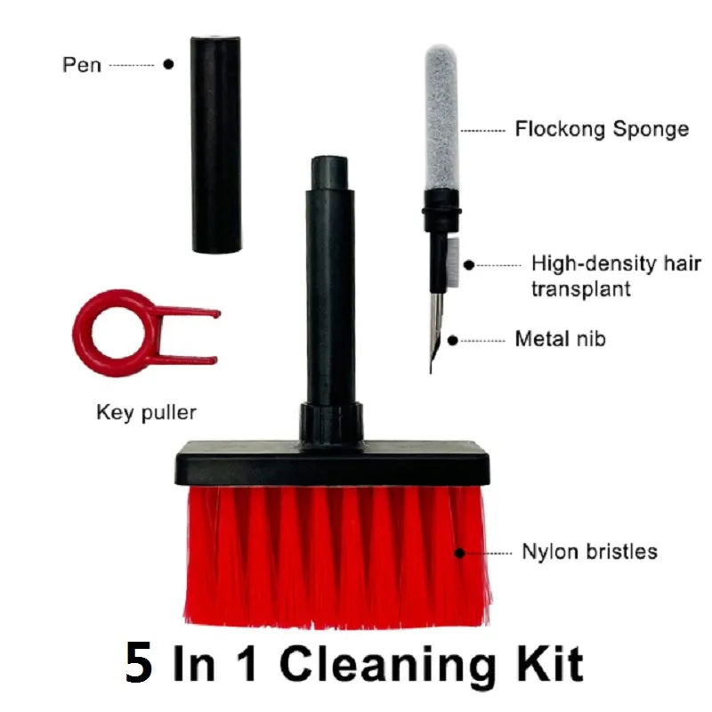5 in 1 Keyboard Cleaning Brush Kit Keycap Puller Earbuds Cleaner for Airpods Pro 1 2 3 Bluetooth Earphones Case Cleaning Tools - Orvis Collection