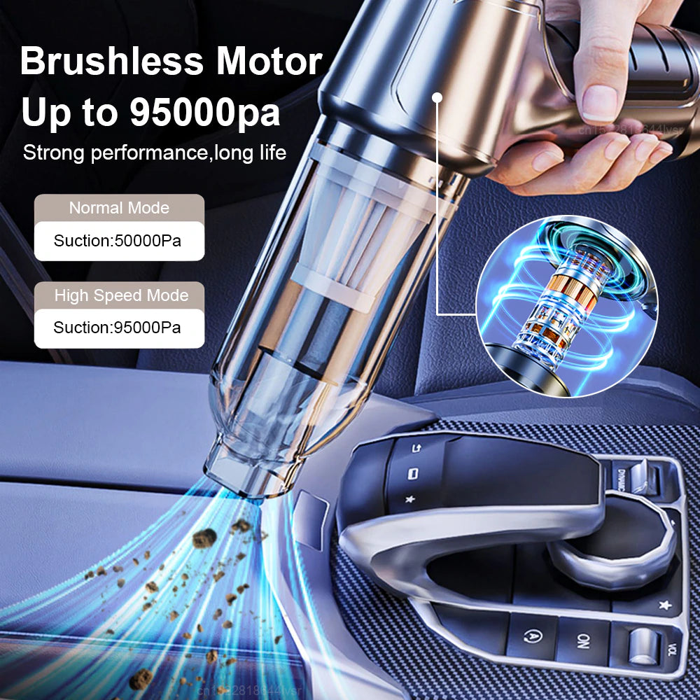 Car Vacuum Cleaner 95000PA Strong Suction Handheld Wireless Vacuum Cleaner Blower 2 in 1 Portable Vacuum Cleaner for Car Home - Orvis Collection