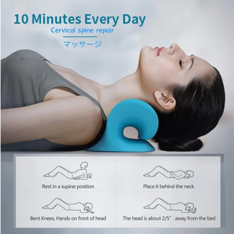 Cervical Spine Stretch Neck Shoulder Relaxer Cervical Muscle Relaxation Traction Device Shoulder Massage Pillow Spine Correction - Orvis Collection
