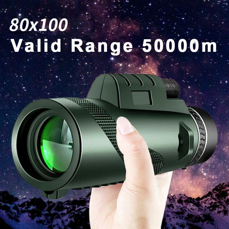 80X100 HD ZOOM Powerful Monocular Telescope Portable Binoculars Long Range Telescope Hunting Camping with Tripod Phone Clip - Orvis Collection