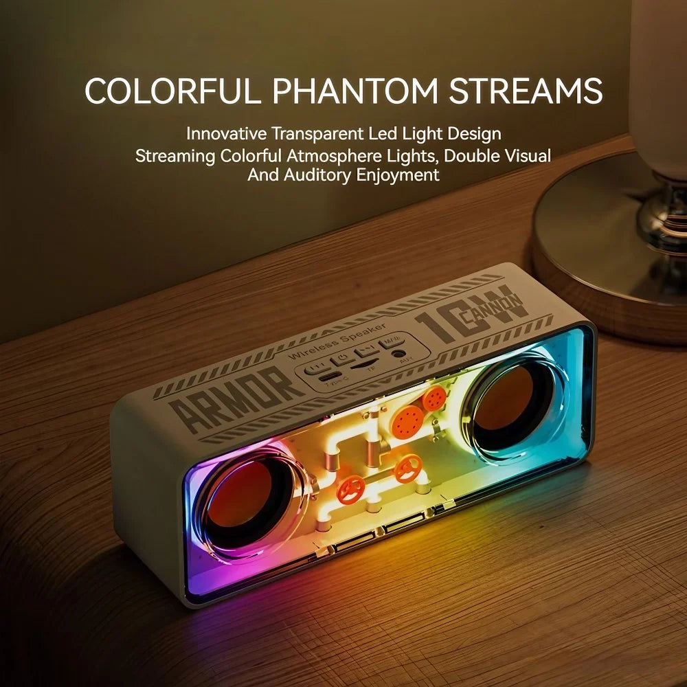1PC Punk Style Dual Speakers Transparent Mechanical Wireless Bluetooth Speakers LED TWS Bass Diaphragm Sound - Orvis Collection