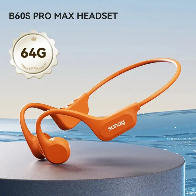 "Sanag B60 Pro: Premium Bone Conduction Wireless Earphones with IPX8 Waterproof Rating and Bluetooth 5.3" - Orvis Collection