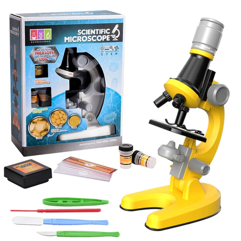 Zoom Children Microscope Biology Lab LED 1200X School Science Experiment Kit Education Scientific Toys Gifts for Kids Scientist - Orvis Collection