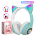 Flash Lamp Cute Cat Ears Headphone Bluetooth5.0 Stereo with Mic Support TF Card Wireless Kids Girl Earphone Birthday Gift - Orvis Collection