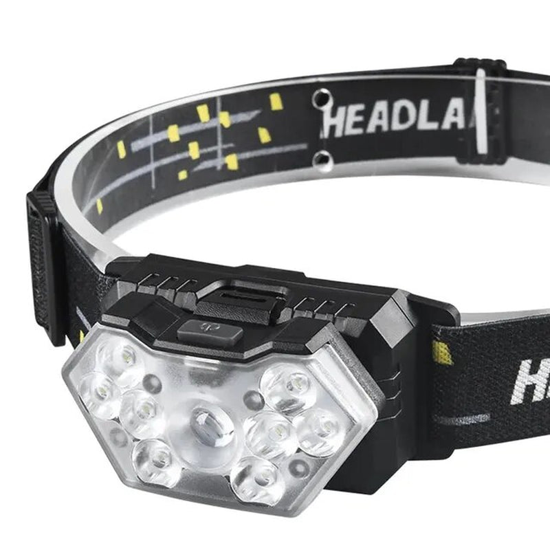 9 Led Strong Light Headlamp USB Rechageable Motion Sensor Headlight Portable Fishing Camping Outdoor Head Lamp Work Flashlight - Orvis Collection