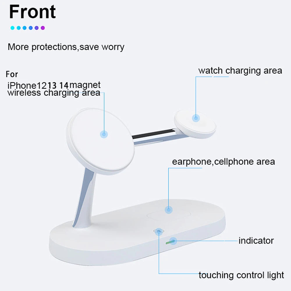 3 in 1 Wireless Charger Stand Magnetic for Iphone 12 13 14 15 Fast Charging Station for Watch 9 8 7 6 5 Airpods 2 3 Pro - Orvis Collection