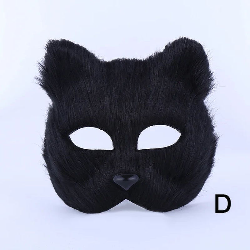 Halloween Fox Shape Half Face Eye Mask Sexy Cat Hair Animal Mask Christmas Carnival Party Cosplay Costume Props - Orvis Collection