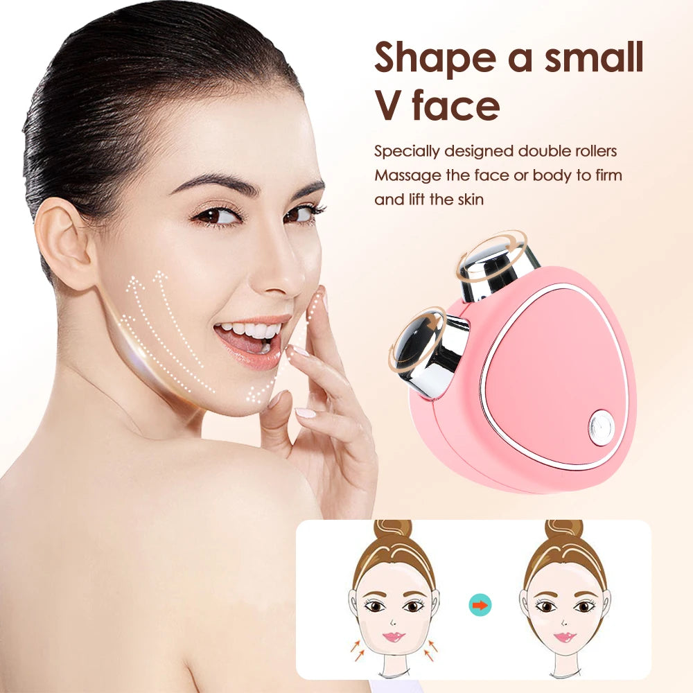Portable Electric Face Lift Roller Massager EMS Microcurrent Sonic Vibration Facial Lifting Skin Tighten Massage Beauty Devices - Orvis Collection