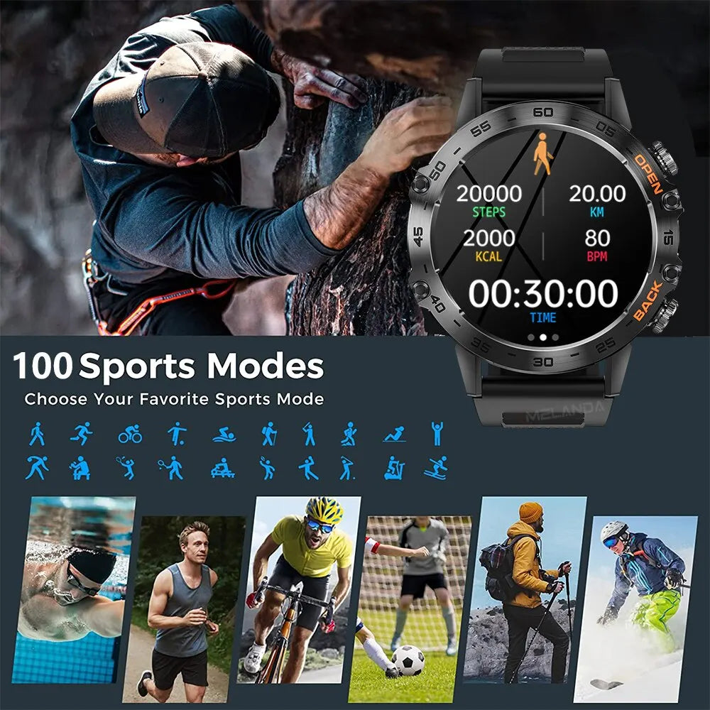 Steel 1.39" Bluetooth Call Smart Watch Men Sports Fitness Tracker Watches IP67 Waterproof Smartwatch for Android IOS K52 - Orvis Collection