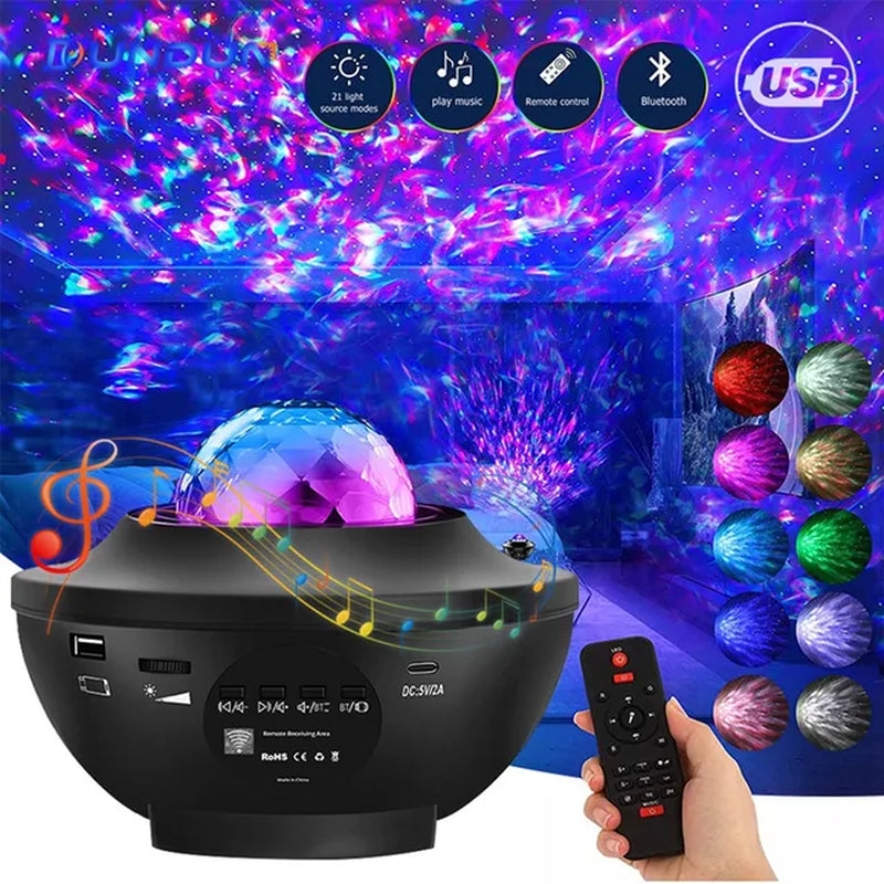 Colorful Starry Projector Galaxy Night Light Child Bluetooth USB Music Player Star Nightlight Romantic Projector Night Lamp Gift - Orvis Collection