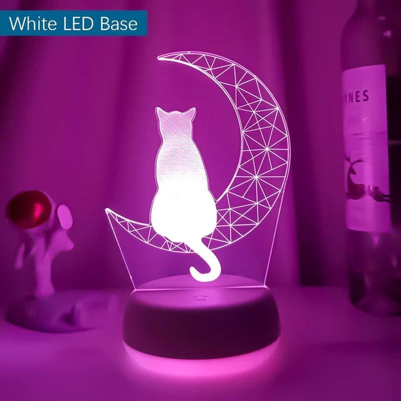 Newest 3D Acrylic Led Night Light Moon Cat Figure Nightlight for Kid Child Bedroom Sleep Lights Gift for Home Decor Table Lamps - Orvis Collection