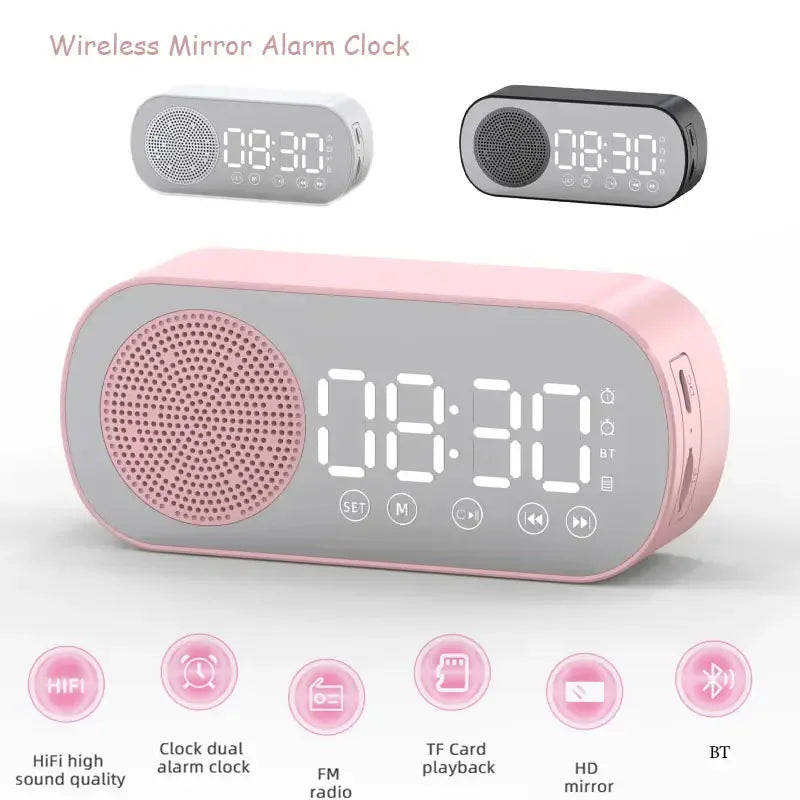 Digital Alarm Clock Wireless Bluetooth Speaker Support TF FM Radio Sound Box Bass Subwoofer Boombox Desktop Music Player - Orvis Collection