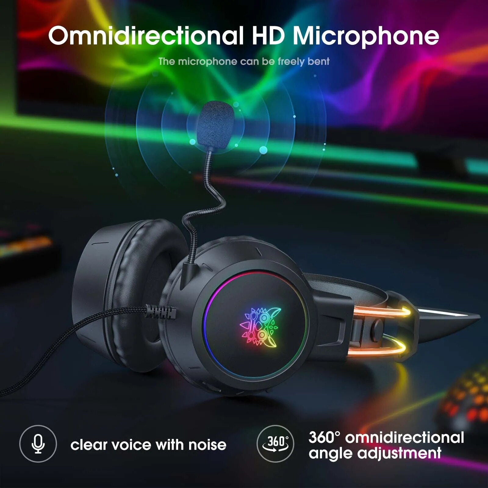 RGB Head Beam Gaming Headset with Mic Earphones Durable Stereo Surround Headphone Gamer for Game for PS5 Switch - Orvis Collection