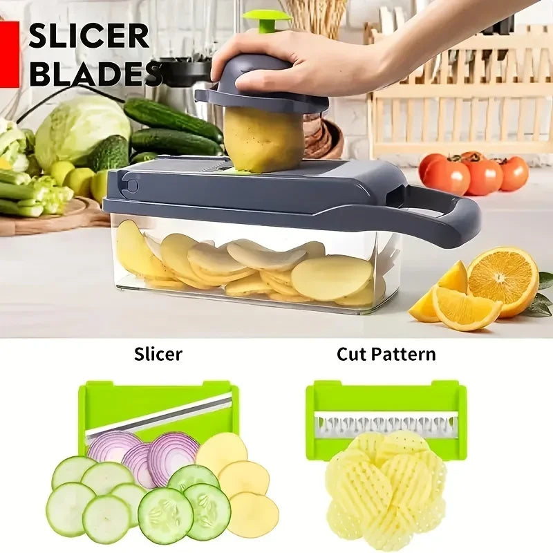 14/16 in 1 Multifunctional Vegetable Chopper Onion Chopper Handle Food Grate Food Chopper Kitchen Vegetable Slicer Dicer Cut - Orvis Collection
