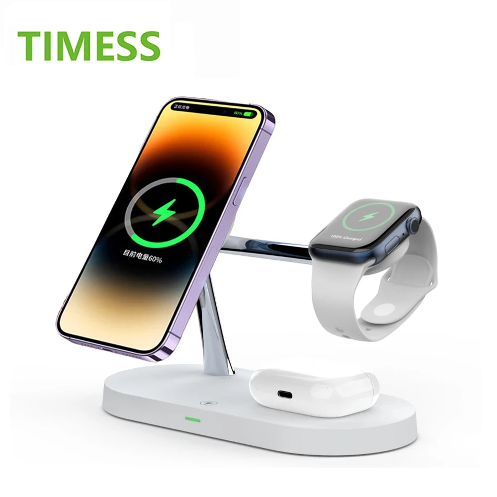 3 in 1 Wireless Charger Stand Magnetic for Iphone 12 13 14 15 Fast Charging Station for Watch 9 8 7 6 5 Airpods 2 3 Pro - Orvis Collection