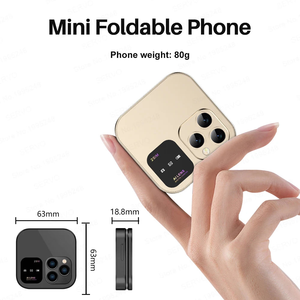 2024 New Mini Flip Mobile Phone FM Radio Magic Voice Blacklist Speed Dial Vibration 2SIM Card Small Display Foldable Phone - Orvis Collection