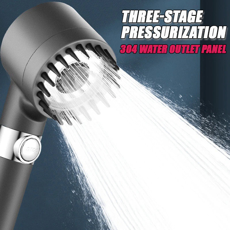 High-Pressure Shower Head 3-Mode Adjustable Spray with Massage Brush Filter Rain Shower Faucet Bathroom Accessories - Orvis Collection