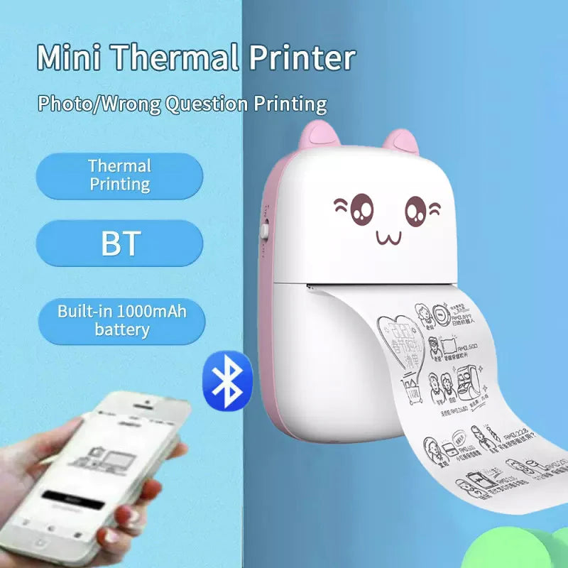 Portable Thermal Printer MINI Wirelessly BT 203Dpi Photo Label Memo Wrong Question Printing with USB Cable Imprimante Portable - Orvis Collection